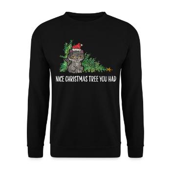 Cat Cats Christmas Tree Christmas Tree Tomcat - Unisex Sweatshirt - black - Front - Alina (178cm) & Michal (187cm)