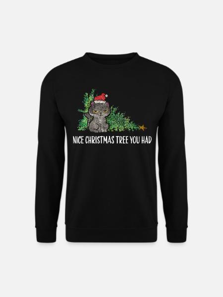 Katze Katzen Weihnachtsbaum Christbaum Kater - Unisex Pullover - Schwarz