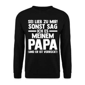 Papa Tochter Sohn - Unisex Pullover - Schwarz - Vorne - Alina (178cm) & Michal (187cm)
