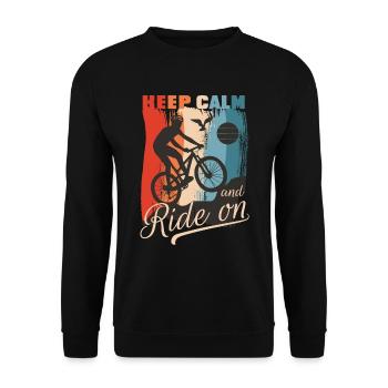 Vélo - rétro vintage restez calme et roulez - Sweat-shirt Unisexe - noir - Devant - Alina (178cm) & Michal (187cm)