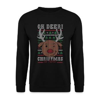 Christmas - Oh deer! Christmas is here - Unisex Sweatshirt - black - Front - Alina (178cm) & Michal (187cm)