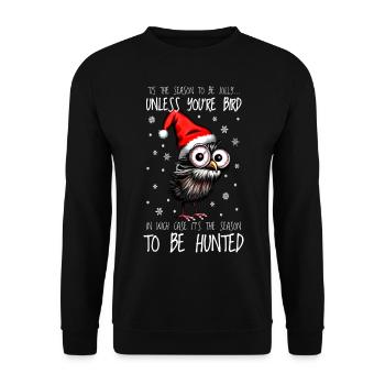 Hibou oiseau de Noël avec cadeau de chapeau de Noël - Sweat-shirt Unisexe - noir - Devant - Alina (178cm) & Michal (187cm)