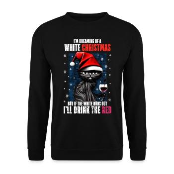 Drôle de chat de Noël avec des amateurs de vin en verre de vin - Sweat-shirt Unisexe - noir - Devant - Alina (178cm) & Michal (187cm)