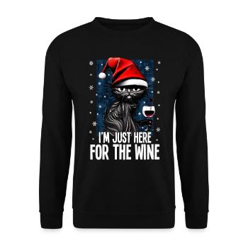 Drôle de chat de Noël avec verre de vin cadeau de vin - Sweat-shirt Unisexe - noir - Devant - Alina (178cm) & Michal (187cm)