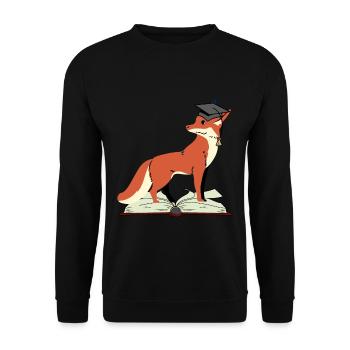 Fox Abitur learn smart wise wisdom wise - Unisex Sweatshirt - black - Front - Alina (178cm) & Michal (187cm)