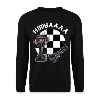 Ninja Chess Joueur d’échecs Échiquier - Sweat-shirt Unisexe - noir - Devant - Alina (178cm) & Michal (187cm)