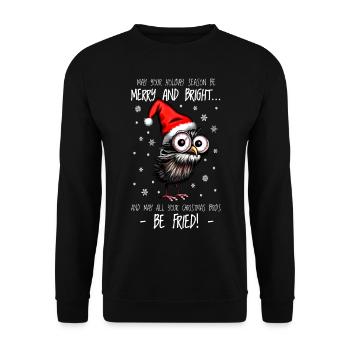 Oiseau de Noël Hibou de Noël Cadeau Hiboux de Noël - Sweat-shirt Unisexe - noir - Devant - Alina (178cm) & Michal (187cm)