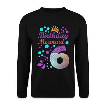 Birthday Mermaid 6 Shell Summer Vibe 6 - Unisex Sweatshirt - black - Front - Alina (178cm) & Michal (187cm)