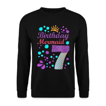 Birthday Mermaid 7 Shell Summer Vibe 7 - Unisex Sweatshirt - black - Front - Alina (178cm) & Michal (187cm)