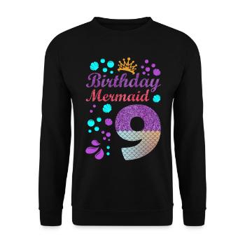 Birthday Mermaid 9 Shell Summer Vibe 9 - Unisex Sweatshirt - black - Front - Alina (178cm) & Michal (187cm)