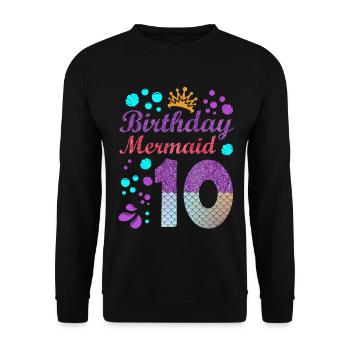 Birthday Mermaid 10 Shell Summer Vibe 10 - Unisex Sweatshirt - black - Front - Alina (178cm) & Michal (187cm)