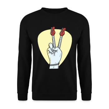 Music Lover Peace Sign Guitar Positive Guitarist - Unisex Sweatshirt - black - Front - Alina (178cm) & Michal (187cm)
