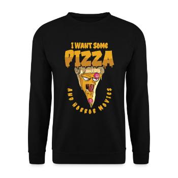 Halloween Pizza Monster Scary Pizza Liebhaber, - Unisex Pullover - Schwarz - Vorne - Alina (178cm) & Michal (187cm)