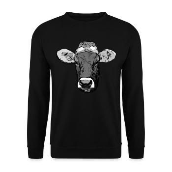 Farmer Cattle Animal Head Motif Print with Bull - Unisex Sweatshirt - black - Front - Alina (178cm) & Michal (187cm)