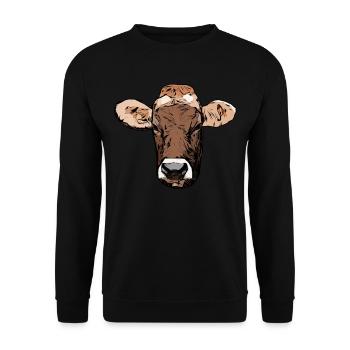 Farmer Cattle Animal Head Motif Print with Bull - Unisex Sweatshirt - black - Front - Alina (178cm) & Michal (187cm)