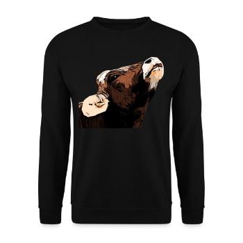 Farmer Cattle Animal Head Motif Print with Bull - Unisex Sweatshirt - black - Front - Alina (178cm) & Michal (187cm)