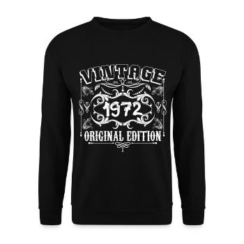 1972| Vintage Original Edition 1972 Geburtstag - Unisex Pullover - Schwarz - Vorne - Alina (178cm) & Michal (187cm)