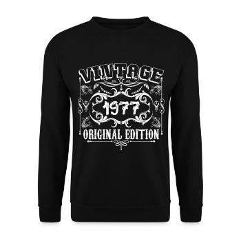 1977 | Vintage Original Edition 1977 Geburtstag - Unisex Pullover - Schwarz - Vorne - Alina (178cm) & Michal (187cm)
