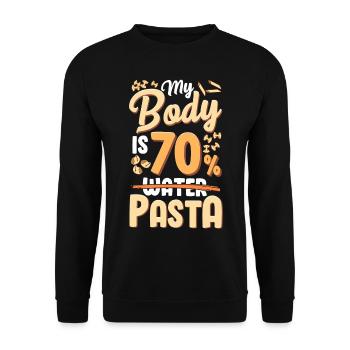 Mein Körper Besteht Zu 70 % Aus Nudeln - Unisex Pullover - Schwarz - Vorne - Alina (178cm) & Michal (187cm)