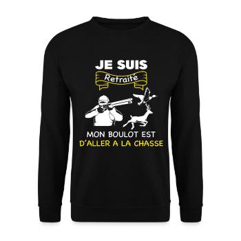 Homme Je Suis Retraité Chasseur Tee Shirt Cadeau - Sweat-shirt Unisexe - noir - Devant - Alina (178cm) & Michal (187cm)