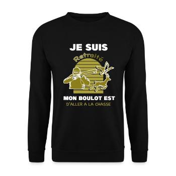 Homme Je Suis Retraité Chasseur Tee Shirt Cadeau - Sweat-shirt Unisexe - noir - Devant - Alina (178cm) & Michal (187cm)