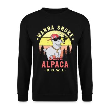 Wanna Smoke Alpaca Bowl Camelid Säugetier Alpaka - Unisex Pullover - Schwarz - Vorne - Alina (178cm) & Michal (187cm)