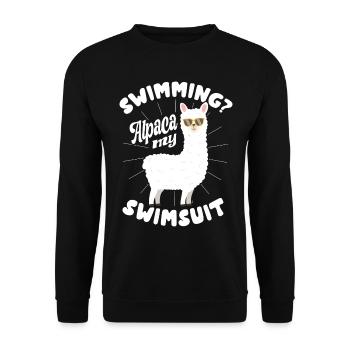 Schwimmendes Alpaka Mein Badeanzug Camelid Mammal - Unisex Pullover - Schwarz - Vorne - Alina (178cm) & Michal (187cm)