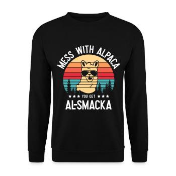 Wenn Sie Sich Mit Alpaka Anlegen, Erhalten Sie - Unisex Pullover - Schwarz - Vorne - Alina (178cm) & Michal (187cm)