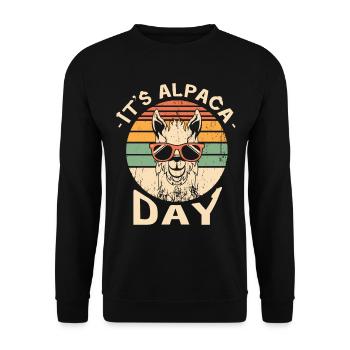 Es Ist Alpaka-tag - Unisex Pullover - Schwarz - Vorne - Alina (178cm) & Michal (187cm)