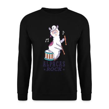 Alpagas Rock Camélidé Mammal Animal Batteur - Sweat-shirt Unisexe - noir - Devant - Alina (178cm) & Michal (187cm)