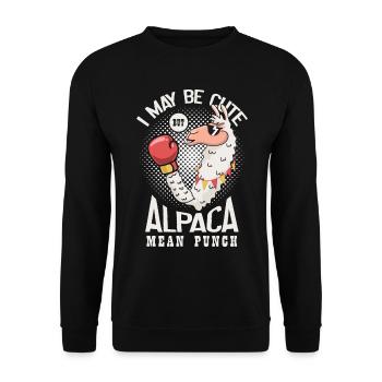 Ich Bin Vielleicht Süß, Aber Alpaka Bedeutet - Unisex Pullover - Schwarz - Vorne - Alina (178cm) & Michal (187cm)