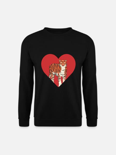Tiger-herz-safari-tier-tier-tierpflege - Unisex Pullover - Schwarz