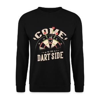 Kommen Sie Zum Dart Side Dartboard Dart Player - Unisex Pullover - Schwarz - Vorne - Alina (178cm) & Michal (187cm)