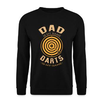 Papa is my name Darts is my game Dartboard - Unisex Sweatshirt - black - Front - Alina (178cm) & Michal (187cm)