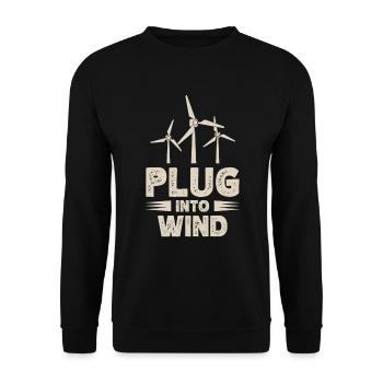Plug In Wind Windmill Whisperer Erneuerbare - Unisex Pullover - Schwarz - Vorne - Alina (178cm) & Michal (187cm)