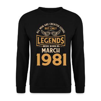 Anniversaire Les légendes sont nées en mars 1981 - Sweat-shirt Unisexe - noir - Devant - Alina (178cm) & Michal (187cm)