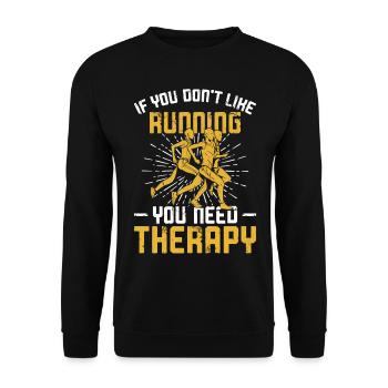 Running Runner Half Marathon - Unisex Pullover - Schwarz - Vorne - Alina (178cm) & Michal (187cm)