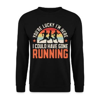 Running Runner Half Marathon - Unisex Sweatshirt - black - Front - Alina (178cm) & Michal (187cm)