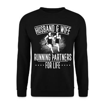 Running Runner Semi-Marathon - Sweat-shirt Unisexe - noir - Devant - Alina (178cm) & Michal (187cm)
