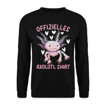 Offizielles Axolotl Shirt Axolotl Querzahnmolch Ax - Unisex Pullover - Schwarz - Vorne - Alina (178cm) & Michal (187cm)