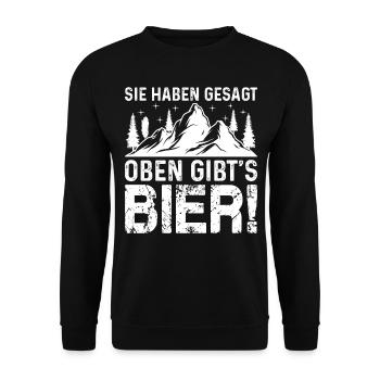 Mountain hiking - you said there's beer upstairs - Unisex Sweatshirt - black - Front - Alina (178cm) & Michal (187cm)