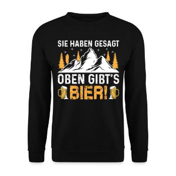 You said there's beer upstairs I mountain hiking - Unisex Sweatshirt - black - Front - Alina (178cm) & Michal (187cm)