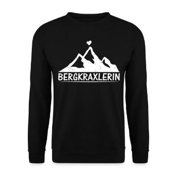 Klettern Berg Herz Alpen Wandern Alpenherz - BERGK - Unisex Pullover - Schwarz - Vorne - Alina (178cm) & Michal (187cm)