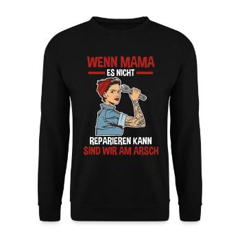 Mutter Reparieren Mechaniker Garage Handwerker Mam - Unisex Pullover - Schwarz - Vorne - Alina (178cm) & Michal (187cm)