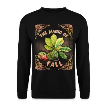 Herbst, Fall, Autumn, Kastanien, Kastanienblätter - Unisex Pullover - Schwarz - Vorne - Alina (178cm) & Michal (187cm)
