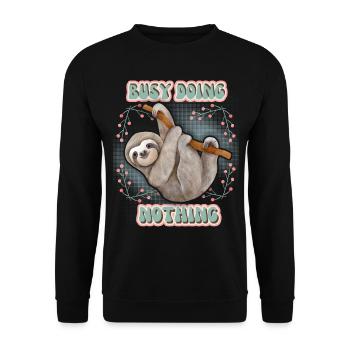 Sloth, Sloth, funny saying Doing-Nothing - Unisex Sweatshirt - black - Front - Alina (178cm) & Michal (187cm)