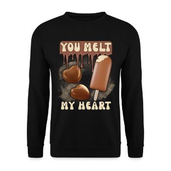 Chocolat Saint-Valentin, Crème glacée au chocolat, couples couples - Sweat-shirt Unisexe - noir - Devant - Alina (178cm) & Michal (187cm)