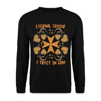 Jesus Christ, Jesus Cross Maltese Cross Saying - Unisex Sweatshirt - black - Front - Alina (178cm) & Michal (187cm)