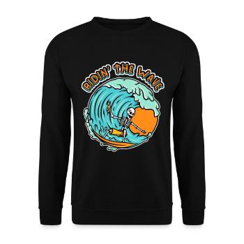 Funny Surfer, Surfing, Skull, Saying Surfing - Unisex Sweatshirt - black - Front - Alina (178cm) & Michal (187cm)