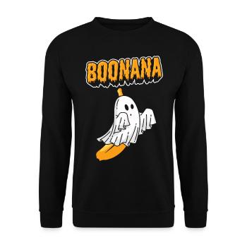 Halloween Boonana Gespenst Halloween Kostüm - Unisex Pullover - Schwarz - Vorne - Alina (178cm) & Michal (187cm)